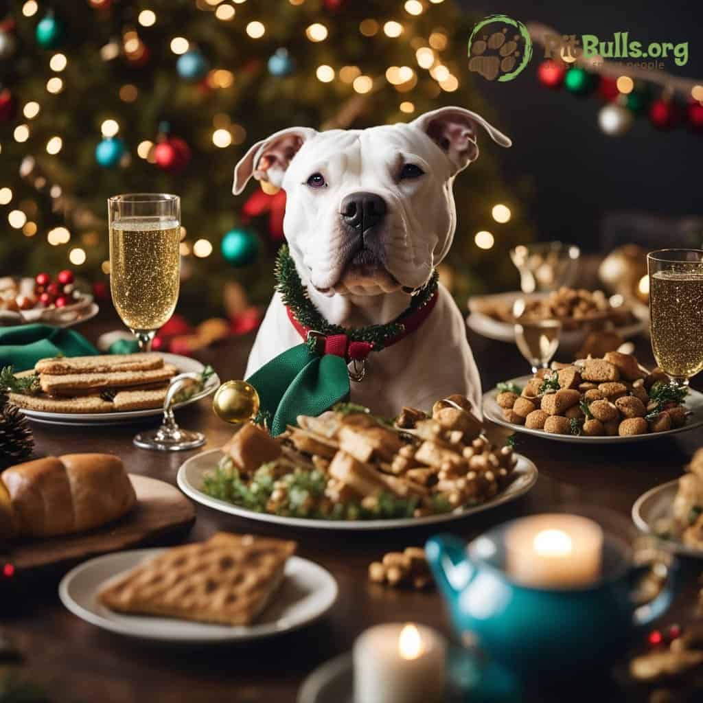 pitbull in christmas dinner