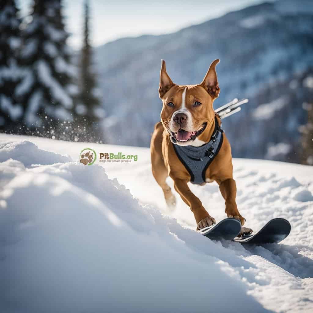pitbull skiing fast